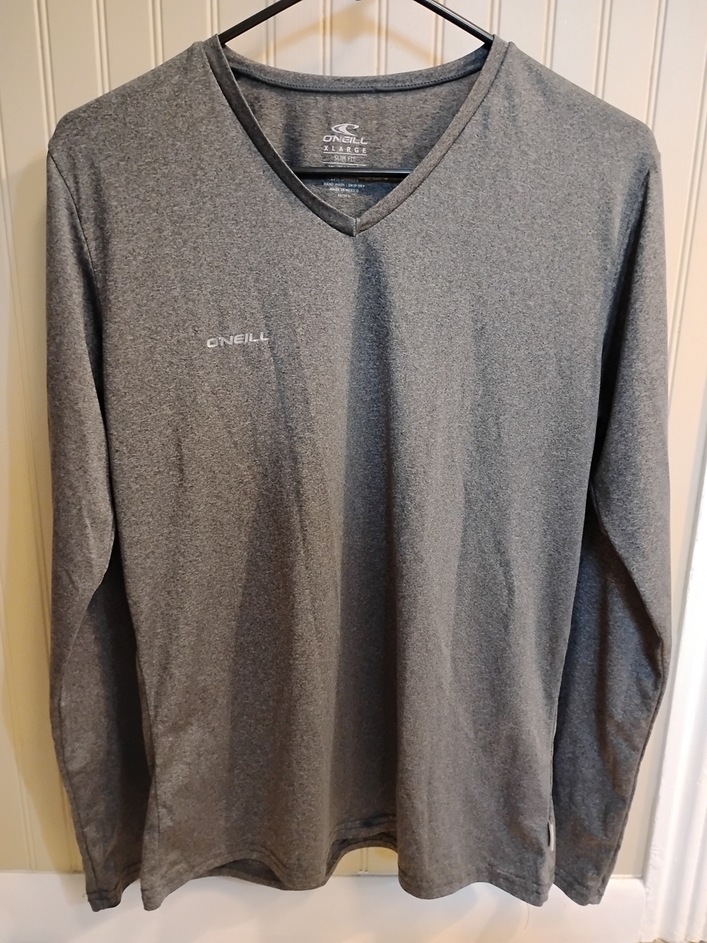 O'Neill Hybrid UPF 30+ Long Sleeve V-Neck Sun Shirt Gray XL Slim Fit